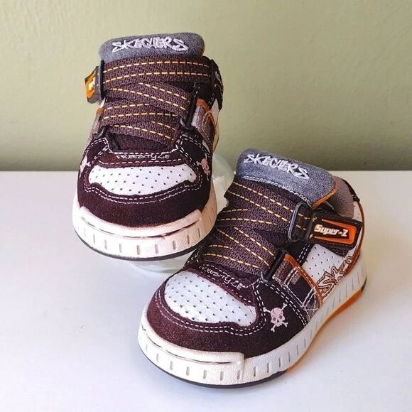 Y2K VTG Brown White Leather Sketchers Nollies Sneakers Size 5 - Picture 3 of 14